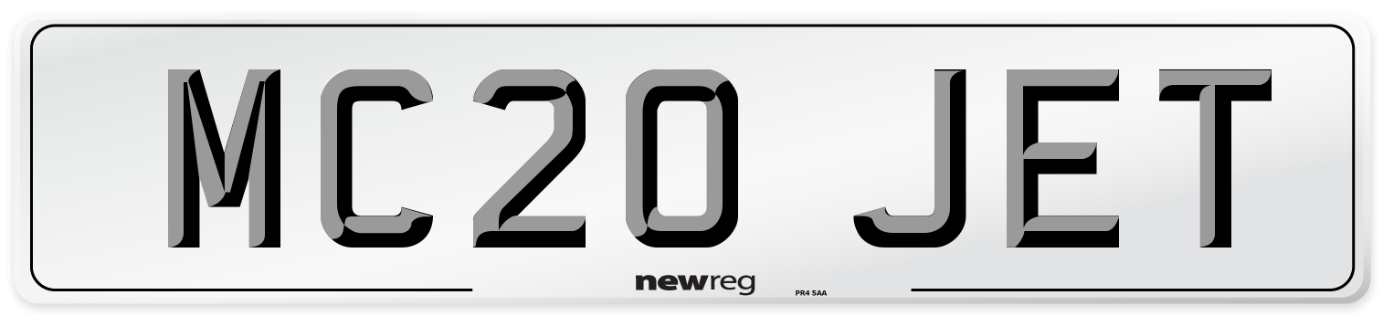 MC20 JET Number Plate from New Reg